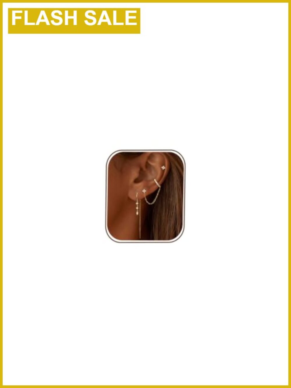 Gold Plated Threader Dangle Earrings Set